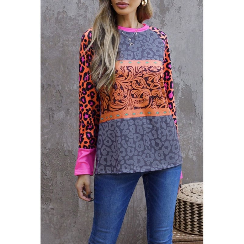 Western Tribal Print Patchwork Long Sleeves Top - from category Long Sleeve Tops (Dsipark.com | Best Online Shopping Website for Discounted Deals)