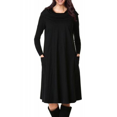 Black Cowl Neck Long Sleeve Jersey Dress - from category Midi Dresses (Dsipark.com | Best Online Shopping Website for Discounted Deals)