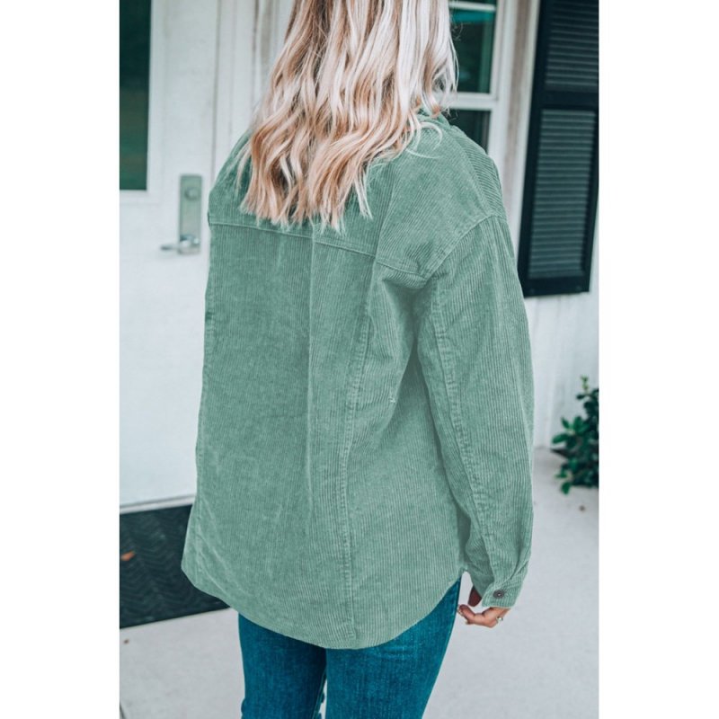 Green Pocket Buttons Corduroy Jacket - from category Jackets & Coats (Dsipark.com | Best Online Shopping Website for Discounted Deals)