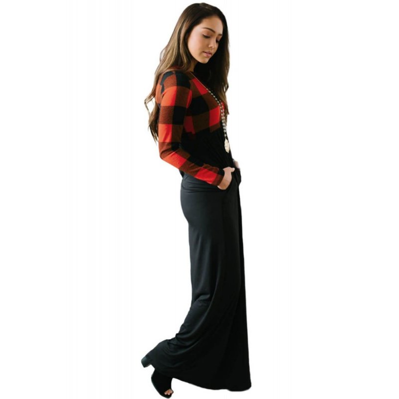 Black Buffalo Print Top Long Maxi Dress - from category Maxi Dresses (Dsipark.com | Best Online Shopping Website for Discounted Deals)
