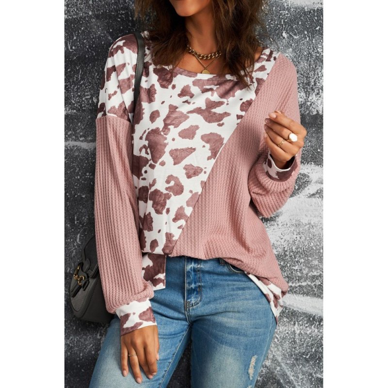 Brown Cow Contrast Asymmetrical Long Sleeve Top - from category Long Sleeve Tops (Dsipark.com | Best Online Shopping Website for Discounted Deals)
