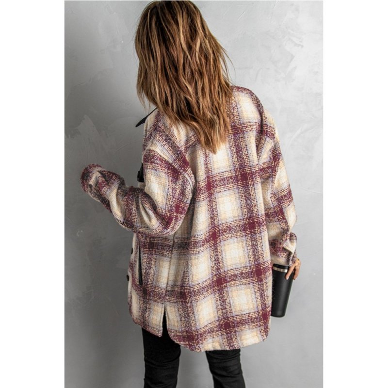 Plaid Print Long Sleeve Button-up Jacket with Pocket - from category Jackets & Coats (Dsipark.com | Best Online Shopping Website for Discounted Deals)