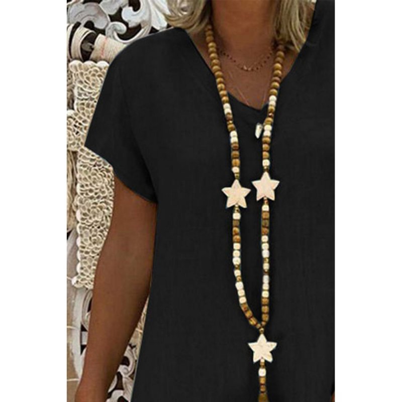 Black V Neck Short Sleeve Hollow-out Hem Midi Dress - from category Midi Dresses (Dsipark.com | Best Online Shopping Website for Discounted Deals)