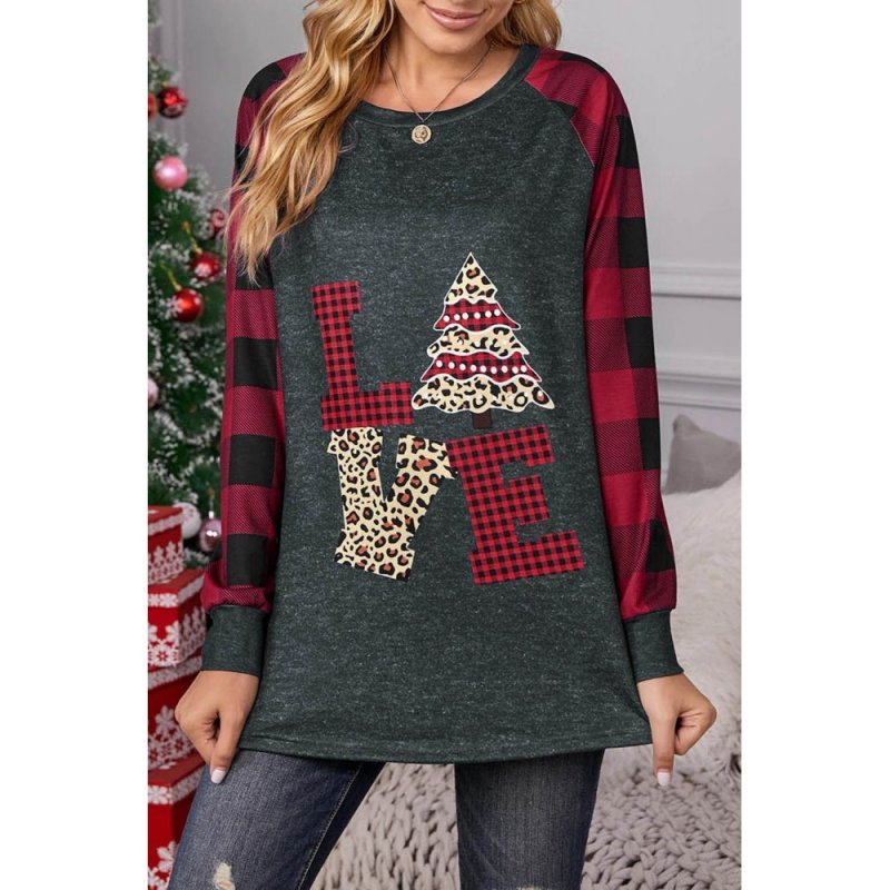 Red Plaid Christmas Print Long Sleeve Top - from category Long Sleeve Tops (Dsipark.com | Best Online Shopping Website for Discounted Deals)