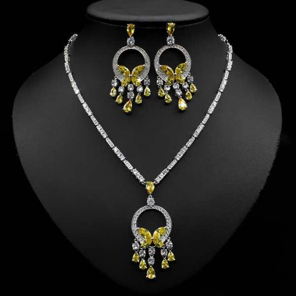 Japanese And Korean Bridal Set Butterfly Zircon Necklace Set