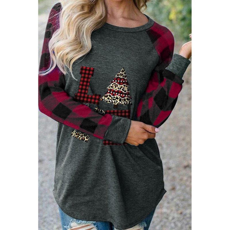 Red Plaid Christmas Print Long Sleeve Top - from category Long Sleeve Tops (Dsipark.com | Best Online Shopping Website for Discounted Deals)