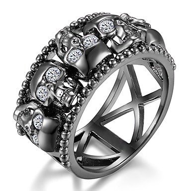 Retro-style ring ring hollow, fake diamond skull, retro, punk jewelry black, light purple, red