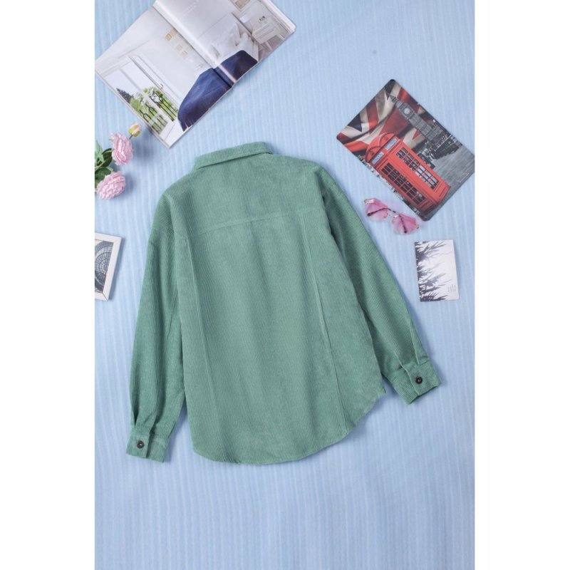 Green Pocket Buttons Corduroy Jacket - from category Jackets & Coats (Dsipark.com | Best Online Shopping Website for Discounted Deals)