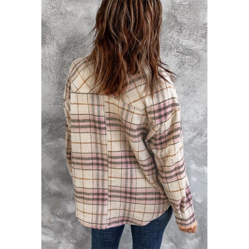 Pocketed Button-up Long Sleeve Plaid Jacket - from category Jackets & Coats (Dsipark.com | Best Online Shopping Website for Discounted Deals)