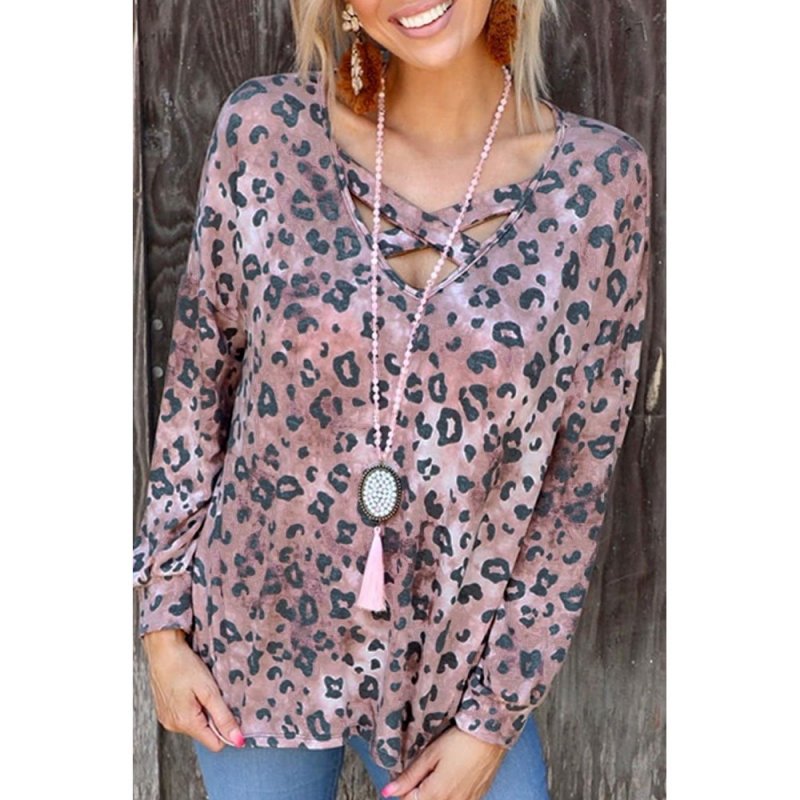 Leopard Crisscross Long Sleeve Top - from category Long Sleeve Tops (Dsipark.com | Best Online Shopping Website for Discounted Deals)