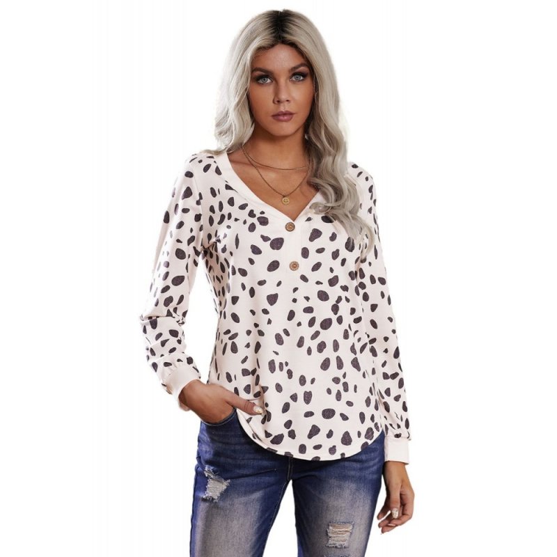 Spotted Print Apricot Long Sleeve Knit Top - from category Long Sleeve Tops (Dsipark.com | Best Online Shopping Website for Discounted Deals)
