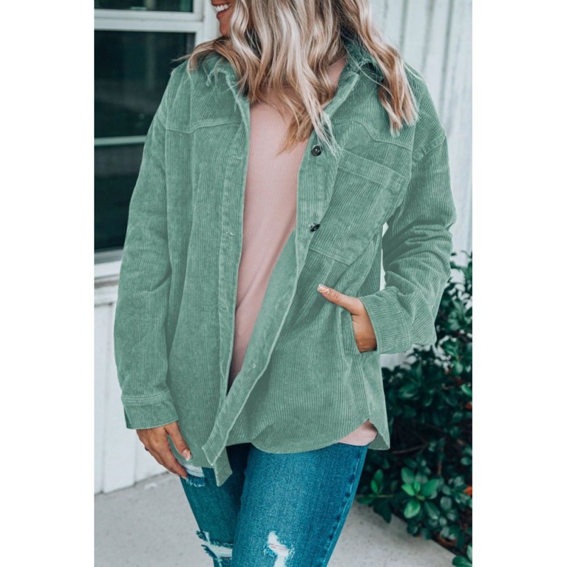 Green Pocket Buttons Corduroy Jacket - from category Jackets & Coats (Dsipark.com | Best Online Shopping Website for Discounted Deals)