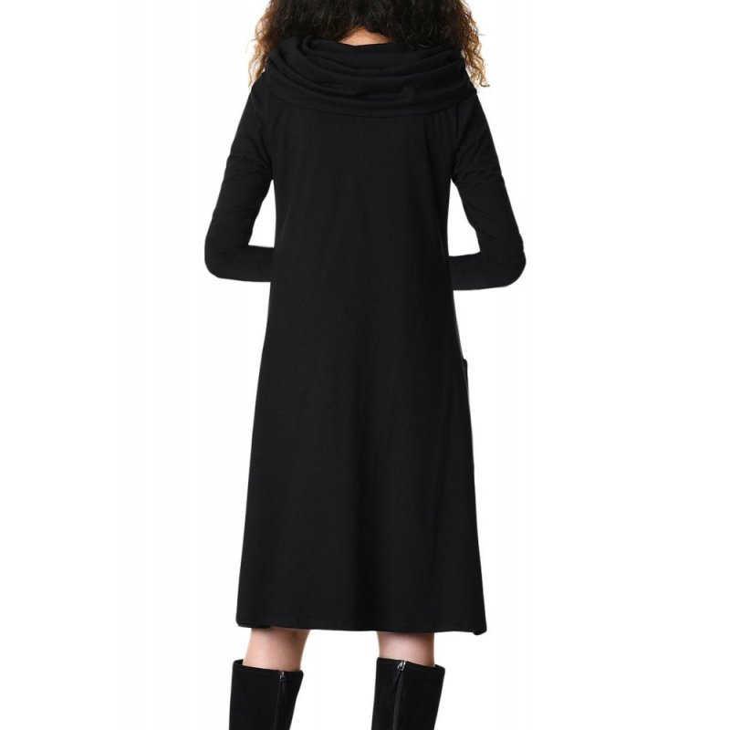 Black Cowl Neck Long Sleeve Jersey Dress - from category Midi Dresses (Dsipark.com | Best Online Shopping Website for Discounted Deals)