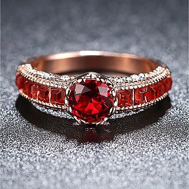 Ruby cubic zirconia rings vintage style engagement rings, rose plated retro, elegant jewelry red wedding engagement ceremony