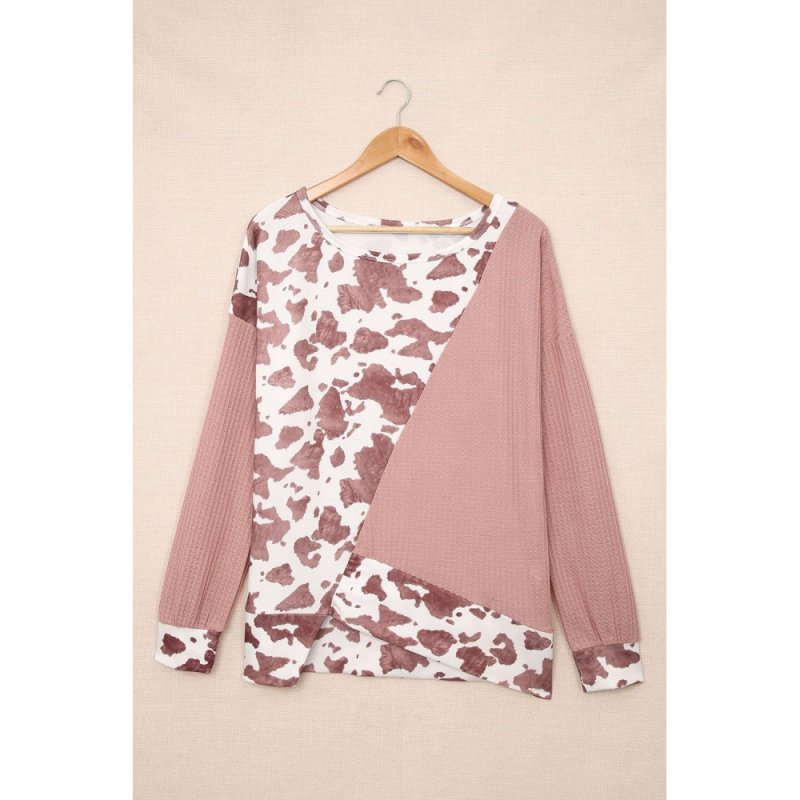 Brown Cow Contrast Asymmetrical Long Sleeve Top - from category Long Sleeve Tops (Dsipark.com | Best Online Shopping Website for Discounted Deals)