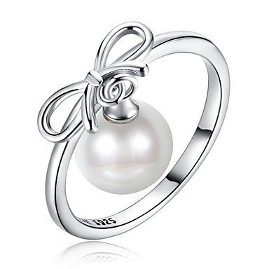 Rings, sterling silver, imitation pearls, zircon, classic silver daily work