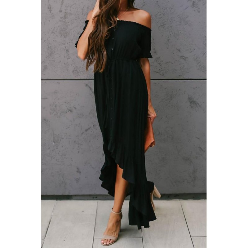 Black Glaze High Low Off The Shoulder Maxi Dress - from category Maxi Dresses (Dsipark.com | Best Online Shopping Website for Discounted Deals)