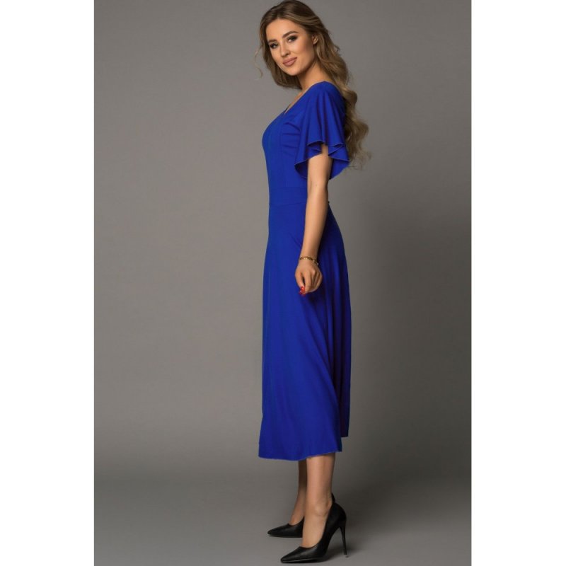 Blue V Neck Ruffled Sleeves Flare Long Dress - from category Maxi Dresses (Dsipark.com | Best Online Shopping Website for Discounted Deals)