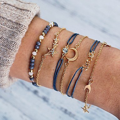 Women wrapped layered bracelet bracelet bracelet jewelry moon star