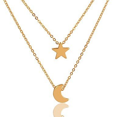 Layered necklace women necklace wrapped necklace crescent moon and star fashion simple necklace jewelry