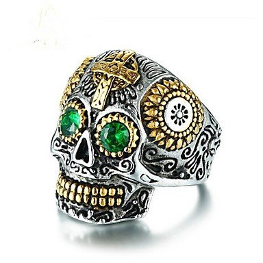 Geometric cubic zirconia rings, vintage jewelry skull green party gifts