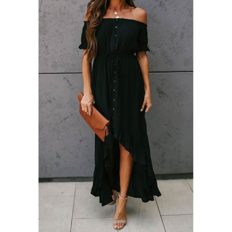 Black Glaze High Low Off The Shoulder Maxi Dress - from category Maxi Dresses (Dsipark.com | Best Online Shopping Website for Discounted Deals)