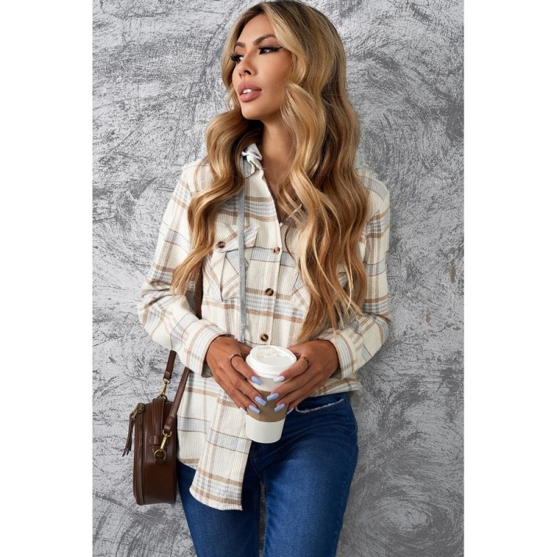 Khaki Plaid Hooded Shirt Coat - from category Jackets & Coats (Dsipark.com | Best Online Shopping Website for Discounted Deals)
