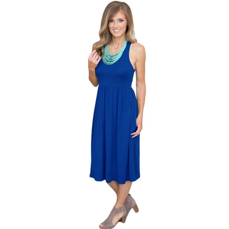 Solid Racerback Midi Jersey Dress in Blue - from category Midi Dresses (Dsipark.com | Best Online Shopping Website for Discounted Deals)