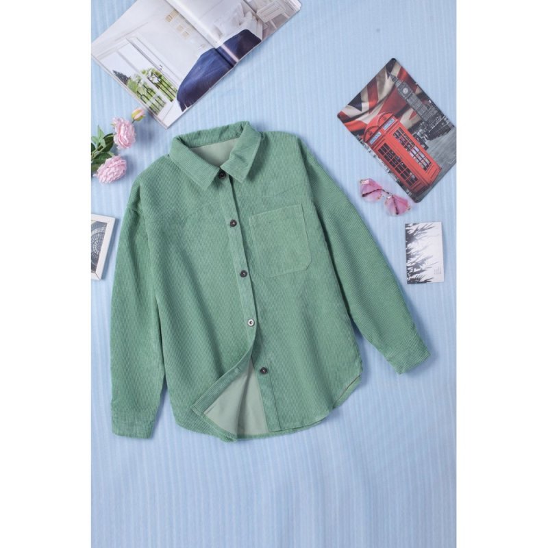 Green Pocket Buttons Corduroy Jacket - from category Jackets & Coats (Dsipark.com | Best Online Shopping Website for Discounted Deals)