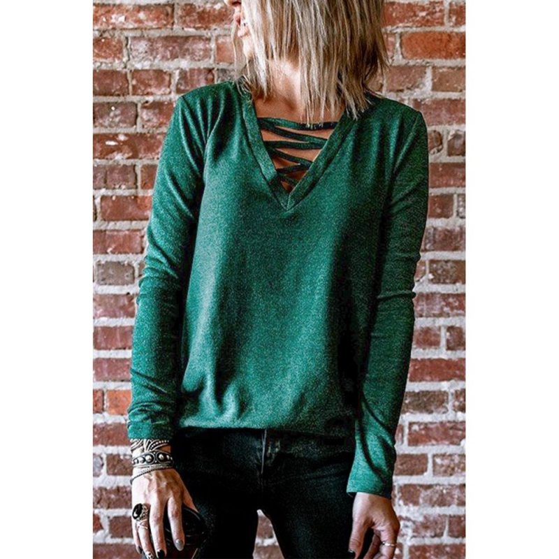 Criss Cross V Neck Long Sleeve Top - from category Long Sleeve Tops (Dsipark.com | Best Online Shopping Website for Discounted Deals)