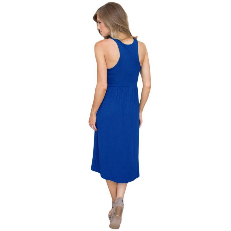 Solid Racerback Midi Jersey Dress in Blue - from category Midi Dresses (Dsipark.com | Best Online Shopping Website for Discounted Deals)