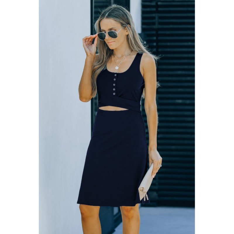 Blue Waist Cutout Twist Detail Sleeveless Midi Dress - from category Midi Dresses (Dsipark.com | Best Online Shopping Website for Discounted Deals)