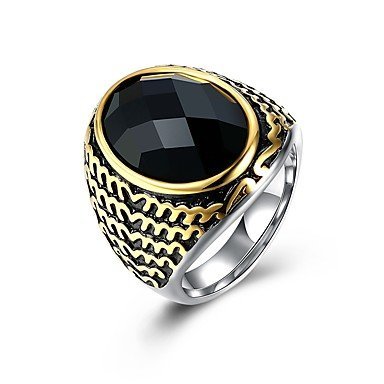 Synthetic sapphire ring, titanium steel, stainless steel, silver jewelry gift daily