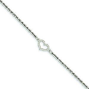 White stainless steel wire rope heart anklet jewelry