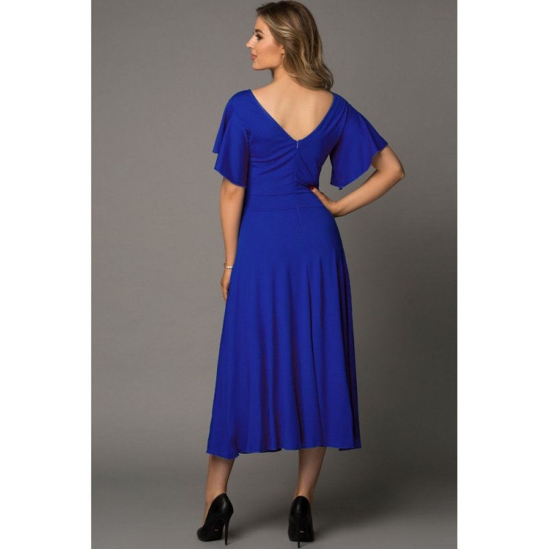 Blue V Neck Ruffled Sleeves Flare Long Dress - from category Maxi Dresses (Dsipark.com | Best Online Shopping Website for Discounted Deals)