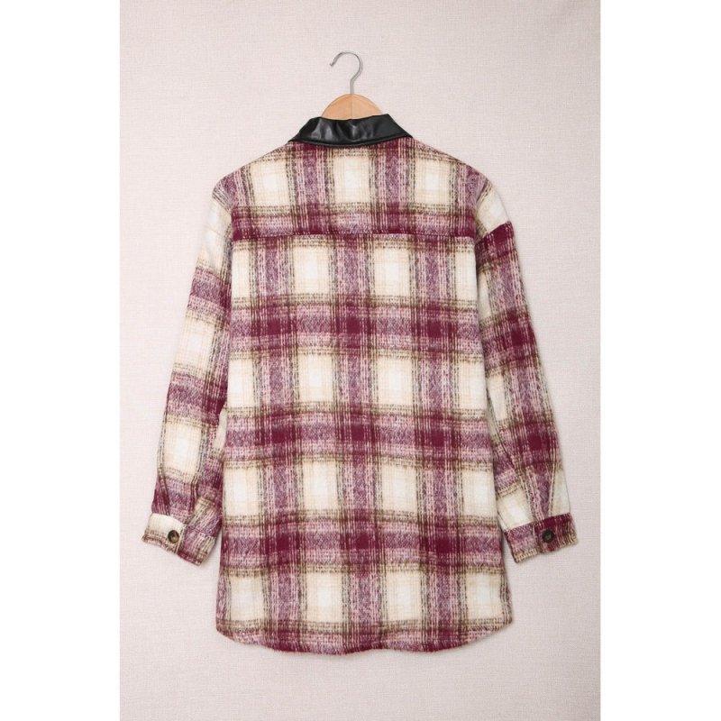 Plaid Print Long Sleeve Button-up Jacket with Pocket - from category Jackets & Coats (Dsipark.com | Best Online Shopping Website for Discounted Deals)