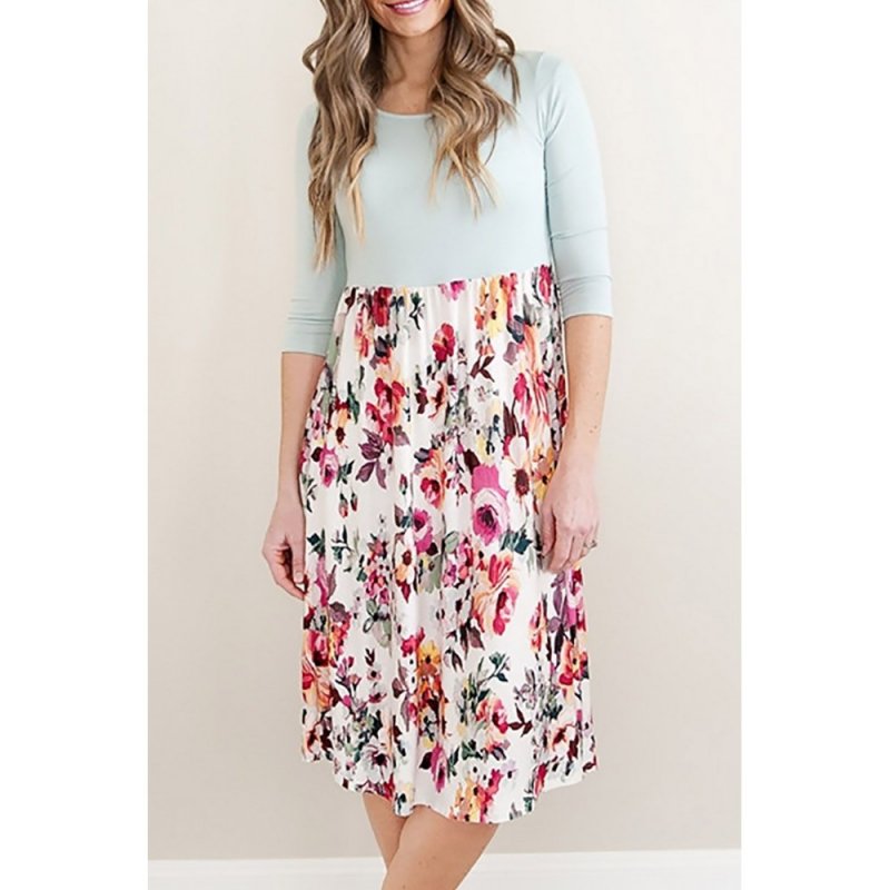 Grey Solid Bodice Floral Bottom Midi Dress - from category Midi Dresses (Dsipark.com | Best Online Shopping Website for Discounted Deals)