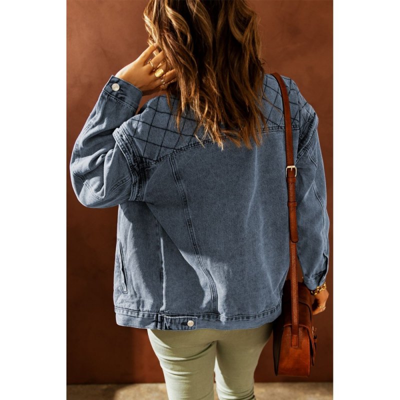 Plaid Turn Down Collar Buttoned Denim Jacket - from category Jackets & Coats (Dsipark.com | Best Online Shopping Website for Discounted Deals)