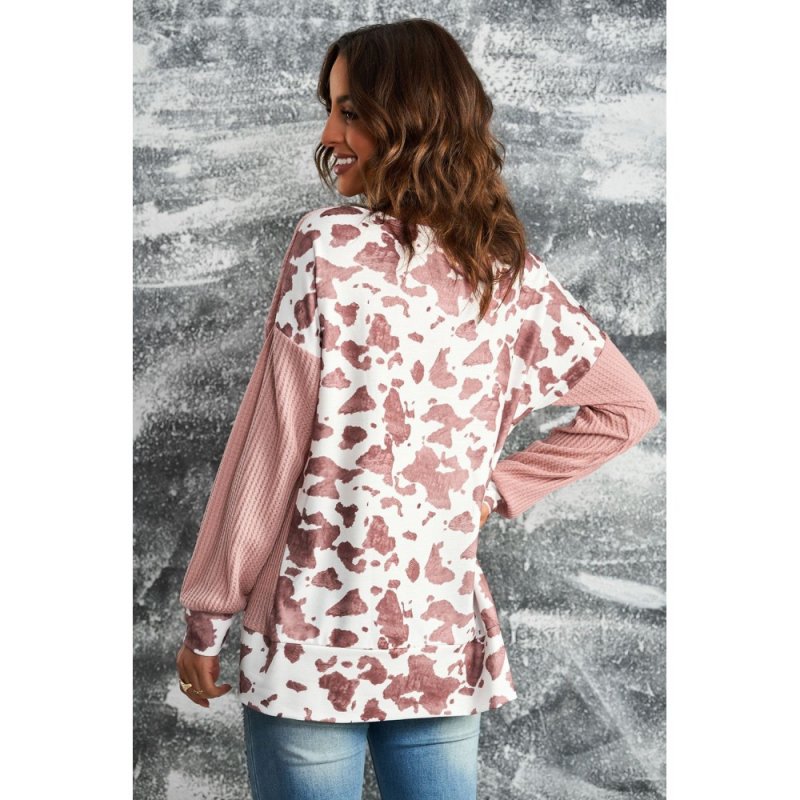 Brown Cow Contrast Asymmetrical Long Sleeve Top - from category Long Sleeve Tops (Dsipark.com | Best Online Shopping Website for Discounted Deals)