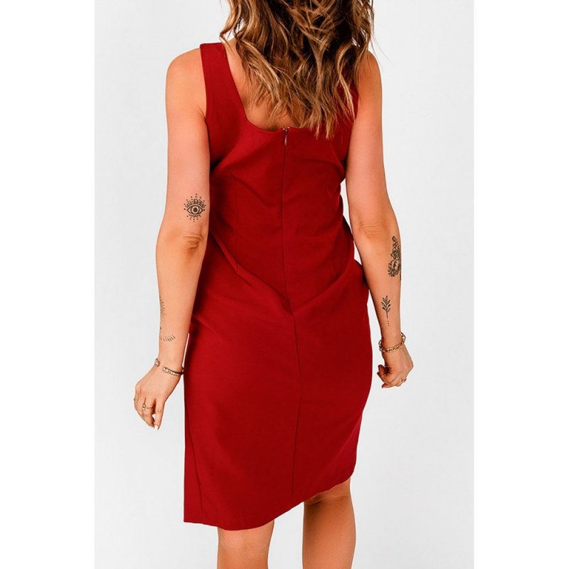 Red Cut out Waist Side Slit Sleeveless Midi Dress - from category Midi Dresses (Dsipark.com | Best Online Shopping Website for Discounted Deals)