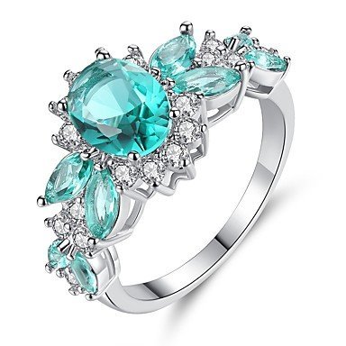 Cubic zirconia cluster Halo Engagement Ring, sterling silver, classic, elegant jewelry turquoise wedding engagement ceremony