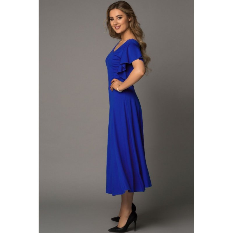 Blue V Neck Ruffled Sleeves Flare Long Dress - from category Maxi Dresses (Dsipark.com | Best Online Shopping Website for Discounted Deals)