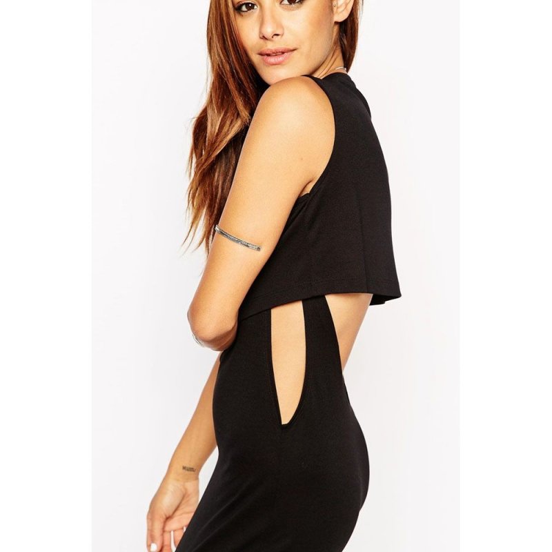 Black Double Layer Side Cutout Midi Dress - from category Midi Dresses (Dsipark.com | Best Online Shopping Website for Discounted Deals)