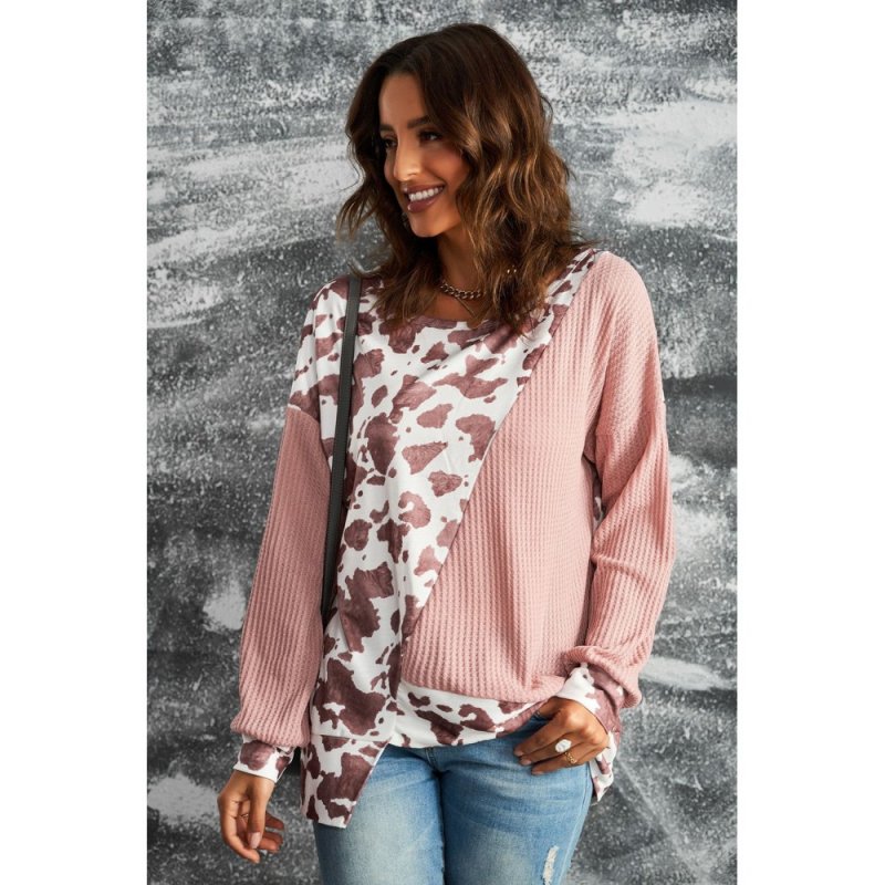 Brown Cow Contrast Asymmetrical Long Sleeve Top - from category Long Sleeve Tops (Dsipark.com | Best Online Shopping Website for Discounted Deals)