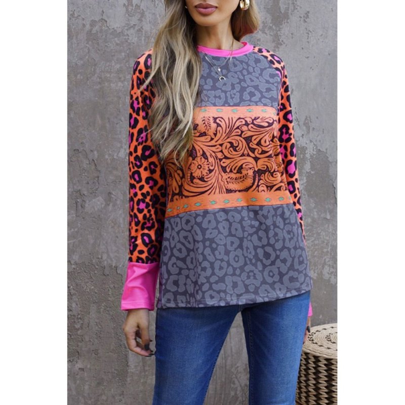 Western Tribal Print Patchwork Long Sleeves Top - from category Long Sleeve Tops (Dsipark.com | Best Online Shopping Website for Discounted Deals)