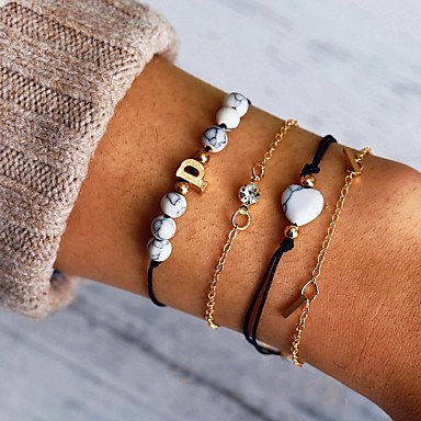 Women hierarchical fashion bracelet bead bracelet inlaid jewelry letter