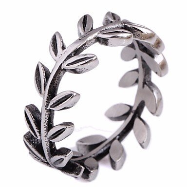 Couples classic fashion rings, titanium steel leaf, art, simple, everyday folk style silver out