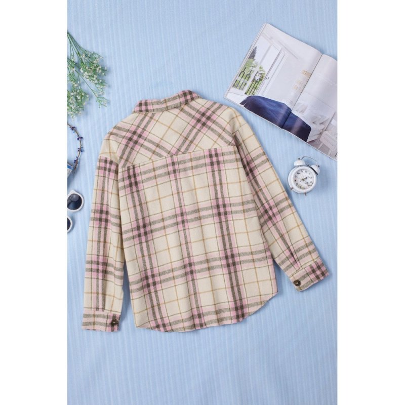 Pocketed Button-up Long Sleeve Plaid Jacket - from category Jackets & Coats (Dsipark.com | Best Online Shopping Website for Discounted Deals)