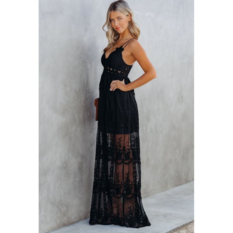 Black Lace Crisscross Backless Maxi Dress - from category Maxi Dresses (Dsipark.com | Best Online Shopping Website for Discounted Deals)