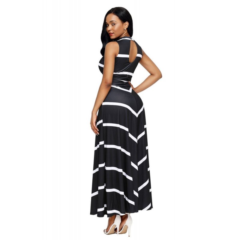 Black V Neck Cut out Back Printed Maxi Dress - from category Maxi Dresses (Dsipark.com | Best Online Shopping Website for Discounted Deals)
